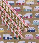 No Plastic Party Drinking Bendable Gold Striped Paper Straws