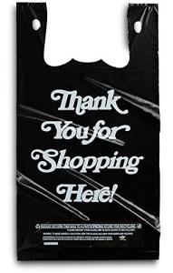 China Plastic Black Bags 500 Count Extra Heavy Duty 1/6 Grocery Thank You Bags , HDPE material factory