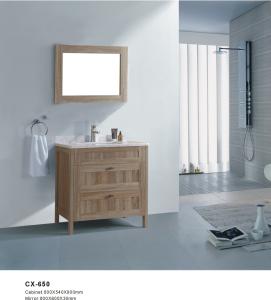 China Two Drawers PVC Bathroom Cabinet With Wood Grain Freestanding Install factory