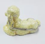 Fashion metal alloy dog trinket Jewelry Box pewter white cute dog trinket