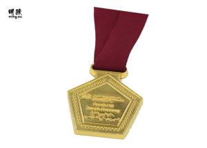 China Red Polyester Ribbon Custom Graduation Medals , Academic Award Medals For Schools factory