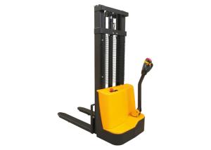 China 1200kg Narrow Width Walking Operating Electric Lift Pallet Stacker With Polyurethane Wheel factory