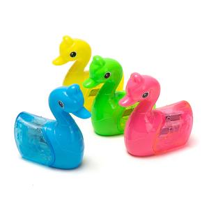 China Baby Kid Safe Swan Cartoon Pencil Sharpener Double Hole factory