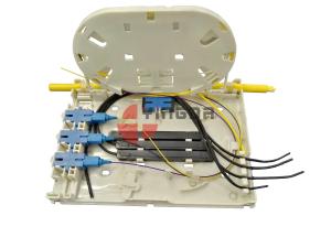 China 4 Port Fiber Optic Termination Box OTB FTB104E Plastic White for FTTH Drop Cable 2*3MM factory