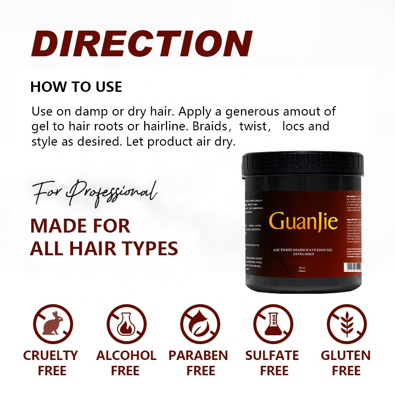 Strong Hold Private Label 16oz Braid Gel for Dry Hair Lock n Twisting Braiding Gel