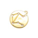 CZ Gold Plated Pendant Necklace Rhinestone Horoscope 12 Zodiac Coin Pendant For