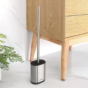 China Powder Coating TPR Toilet Cleaning Brush With Holder Freestanding Custom Logo factory