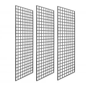 China Metal Mesh Wire Grid Panel Clothes Hanger With Wheels Grid Garment Organizer Stand factory