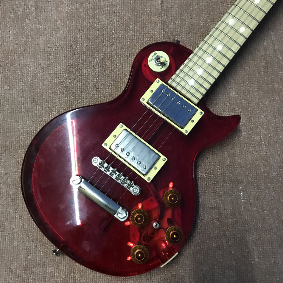 High quality LED light acrylic electric guitar maple fingerboard, free shipping