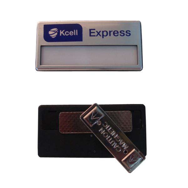 China Custom Silver Magnetic Name Tag – Durable, Reusable Badge With Logo And Insert Window factory
