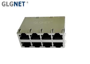 China LED Ethernet Stacked RJ45 Connectors Multiple Port 41.40x59.19x25.27mm Size factory
