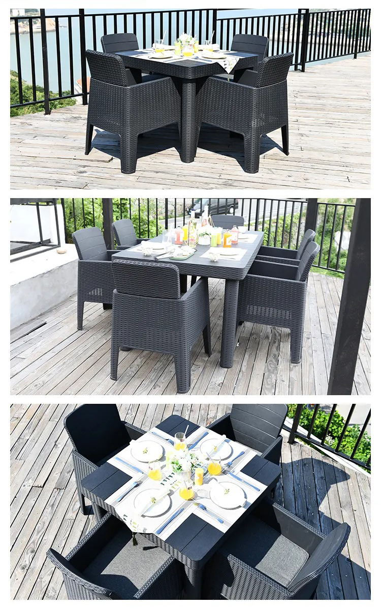 Logo None or Custom Logo Nordic Outdoor Stackable Plastic Dinning Table and Chair Set