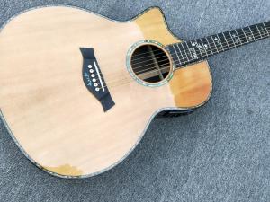 China Left handed Cutaway 916 Acoustic guitar,Solid spruce top,Factory Ebony Fretboard Guitar,Abalone inlays OEM Guitar factory