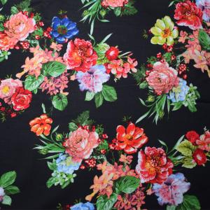 China Woven Flower Viscose Fabric Texture Customized Digital Printing Light Blue Velvet factory