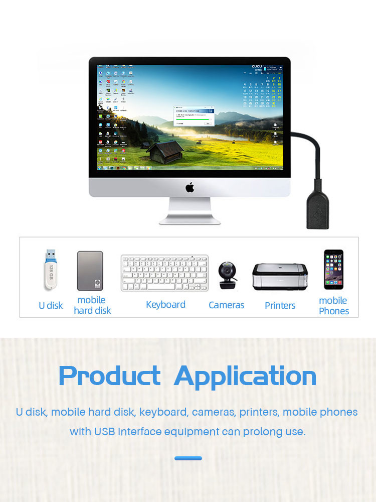 Corrosion Resistant 3m USB 2.0 Extension Cable 8000 Times Lifespan