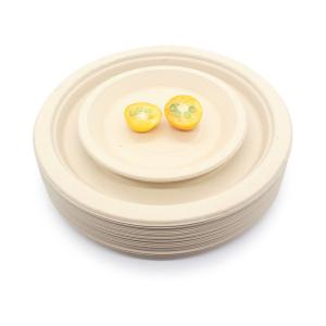 China LFGB EU 14cm Handpainted Food Takeaway Boxes 5.5 Inch Round Sugarcane Bagasse Plates factory