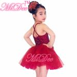 Children'S Tutu Skirts Wine Red Sequin Bodice Dress Matching Flowers Trim