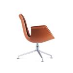 FK Lounge Modern Classic Office Chair Low Back Leather Brushed Metal Foot Bucket