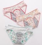 3 Layer Girl Cotton Period Underwear Female Printed Menstrual Period Panties