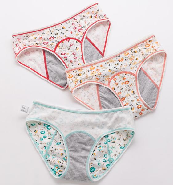 3 Layer Girl Cotton Period Underwear Female Printed Menstrual Period Panties