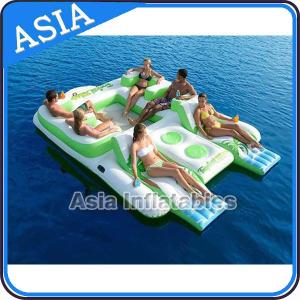 China Capacity 6 Persons Inflatable Island Floating Lounge Inflatable Water Lounge factory