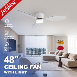 Living Room Flush Mount Ceiling Fan with ABS Blades Smart Control and 3 Color LED Light