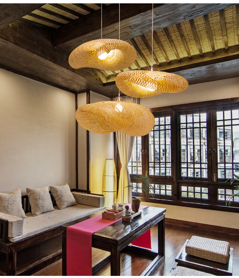 Customized Three Head Rattan Pendant Light Lamps With Switch Control