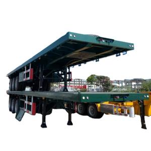 China Customizable 3 Axle 40 Ft Semi Truck Trailer Flatbed Container Semi Trailer With Headboard factory