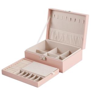 China Custom Size Accepted PU Leather Jewelry Box Organizer for Travel and Packaging factory