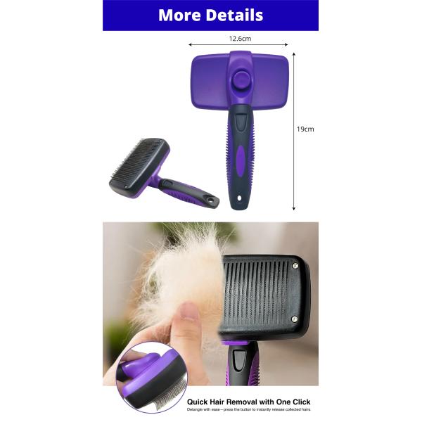 12.6 X 19cm Self Cleaning Dog Brush With Non Slip Handle Removes Loose Hair Tangles