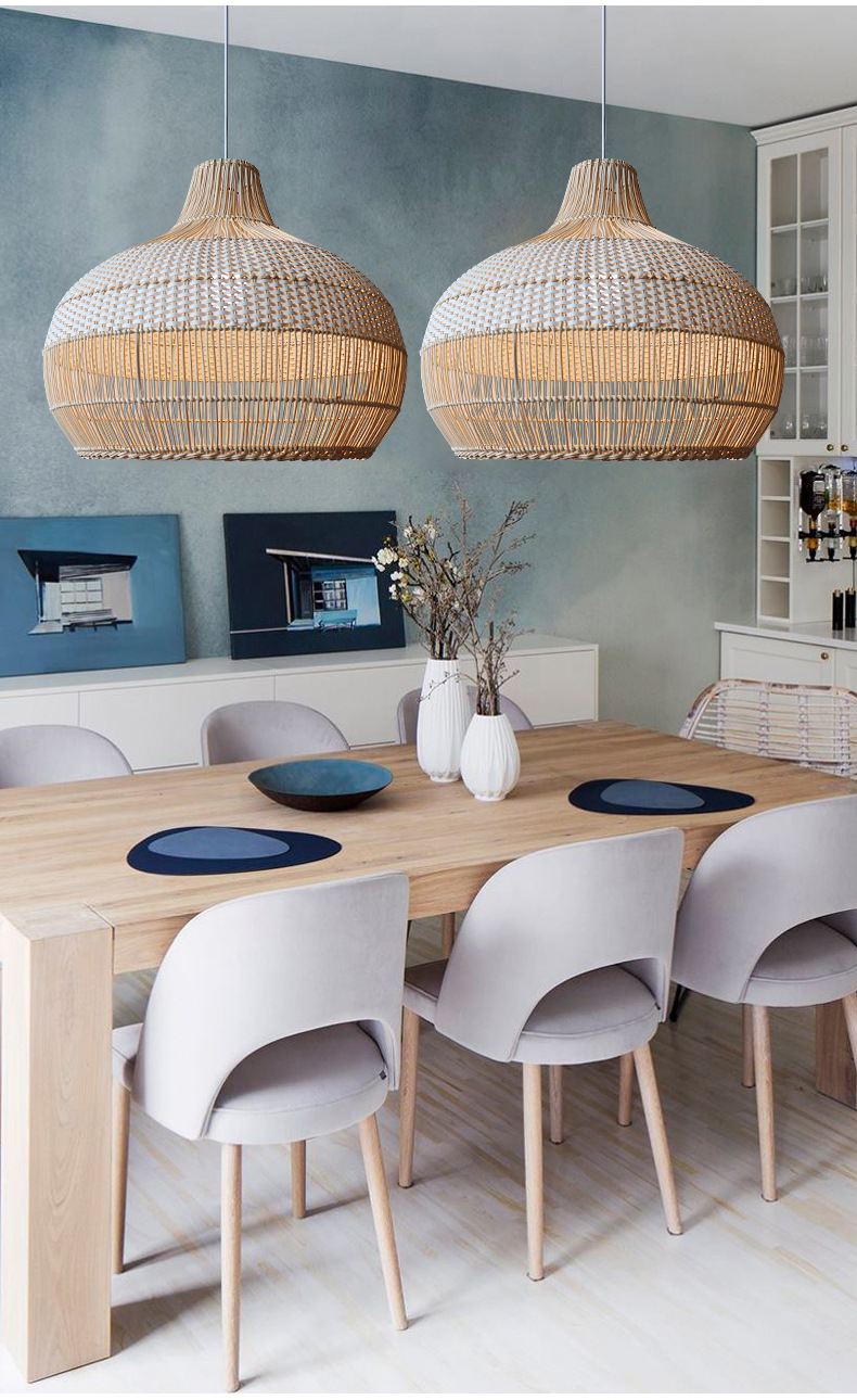 Bamboo Rattan Pendant Light , Wicker Ceiling Lamp For Indoor Home Decor