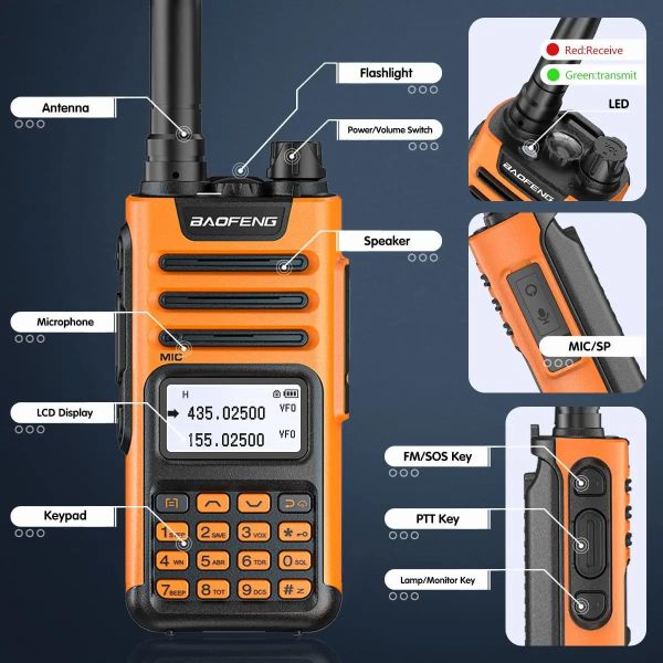 Baofeng UV-13 PRO High Power Walkie Talkie with 16 KM Range 999 Channels and 2500mAh Battery Two Way Radio