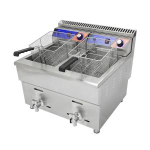 China 220V Double-tank Gas Deep Fryer Machine for Fast Food Restaurant Stainless Steel Chicken Fryer factory