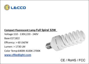 China T4 CFL LED Light E27 32W Full Spiral Lamps For Home Lighting SDCM &lt; 5 factory