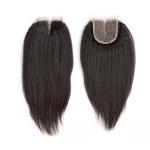 Yaki Straight 100% Virgin Human Hair Extensions 3 Bundles With Lace Closure