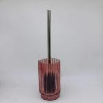 Chili And Brown Glass Bathroom Accessories Round Shape With Ribbed Vertical