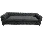 Black velvet sofa for living room 3-seater button tufted chesterfield fabric