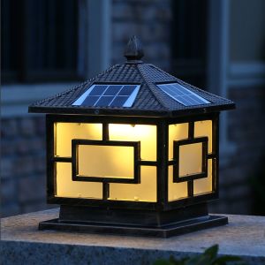 Classical Outdoor Solar Pillar Light Waterproof IP65 LED Garden Illumination