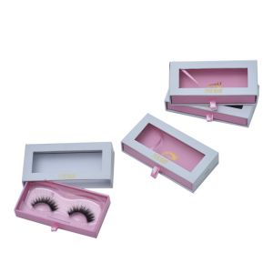Pink False Eyelashes Luxury Packaging Boxes Handmade Drawer With Blister Tray
