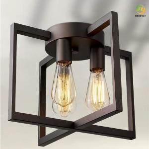 China E27 Rectangular Wrought Iron Ceiling Lamp For Bedroom Dining Room factory