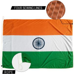 China Customized Indoor Outdoor 3x5' India National Flag Knitted Polyester Rope And Loops factory