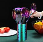 Phthalatefree Stainless Steel Kitchen Utensil Sets , Rainbow Cooking Utensils