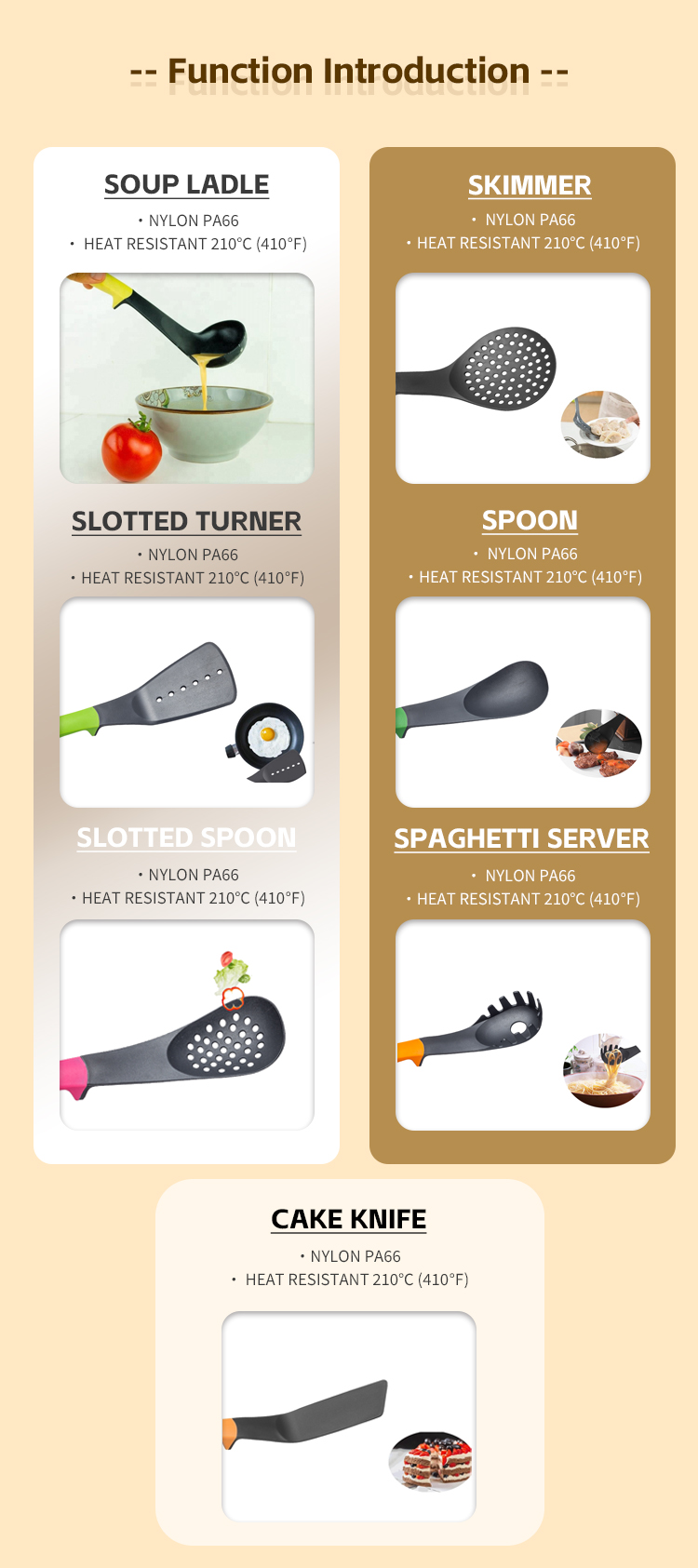 Kitchen Gadgets Set Nylon Camp Cooking Utensils Home Heat Resistance 210 Utensils