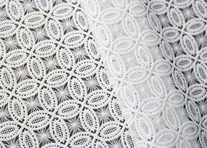 Couture Bridal Heavy African Cord Guipure Embroidered Lace Fabric For Women Dress OEM / ODM