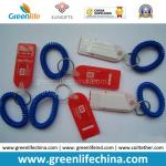 Custom OEM Blue Flat Plastic Whistle W/Logo&Key Coil Chain