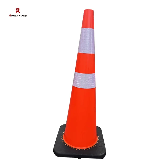 High Visibility 90CM 36" Height Black Base Traffic Cone for Road Safety Traffic Management