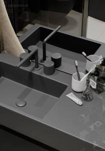 China Luxury Matte Black Customized Bathroom Cabinet With Undermount Black Sink factory