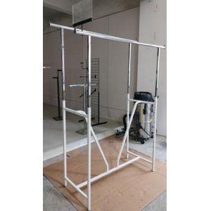 Antirust Metal Store Fixture Rack Straight Double Bar With V Brace 60L Adjusts 48 To 83 H