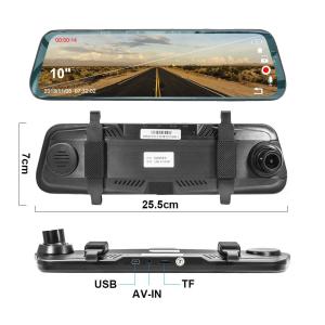 China 1080P 1O Inch Stream Media Dual Lens Car Video Dash Camera factory