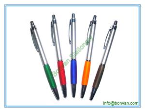 China silver barrel plastic ball point pen,silver lacquer barrel ballpen factory